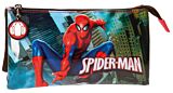 Penar cu 3 compartimente Spiderman City, microfibra/PVC, 22x12x5 cm, Rosu