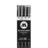Set 4 linere Blackliner Molotow, 0.3 - 1.0 mm, Negru