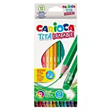 Set 12 creioane colorate cu radiera Carioca Tita Erasable, 3 mm, Multicolor