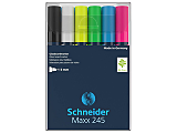 Set 6 markere pentru sticla Schneider Maxx 245, 2-3 mm, Multicolor