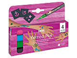 Set 4 markere si 3 sabloane Kreul Tattoo Pen, Multicolor