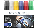 Set 6 markere cu vopsea acrilica Schneider Paint-It 330, 15 mm, Multicolor