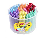 Set 60 creioane cerate si ascutitoare Jovi Jumbo, 6 culori pastel/set