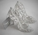 Set 2 ornamente pantofi cu sclipici Regency, 9x10 cm, Alb