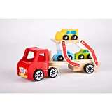 Masina de transport cu 3 accesorii, lemn, Multicolor