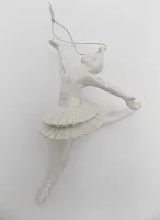 Ornament balerina cu sclipici, 15 cm, Alb