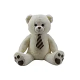 Urs de plus cu cravata, 65 cm, Crem