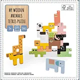 Puzzle Tetris cu animale Carrefour, lemn, 14 piese, Multicolor