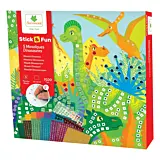 Kit de creatie Sycamore Stick n Fun Mozaic Dinozauri, 5 planse, 1500 piese, Multicolor