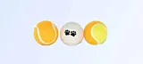Set 3 jucarii caini 4Dog, forma mingi tenis, material textil, Multicolor