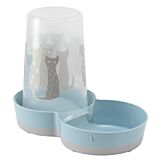 Dispenser de mancare pentru pisici Massai, 1.5 L, Transparent/Albastru