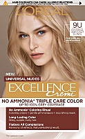 Vopsea de par permanenta L'Oreal Paris Excellence Universal Nudes fara amoniac 9U Very Light Blonde, 192 ml