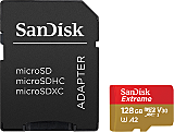 Card de memorie SanDisk Extreme microSDXC, 128 GB, UHS-I, U3 + Adaptor SD