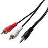 Cablu audio Jack M/RCA Poss PSAUD21, 3.5 mm, Negru