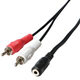 Cablu audio Jack F/RCA Poss PSAUD25, 0.25 m, 3.5 mm, Negru