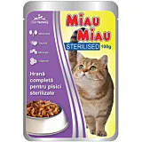 Hrana umeda pentru pisici Miau-Miau, Sterilised, plic 100g