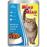 Hrana umeda pentru pisici Miau-Miau, Somon in sos, plic 100g