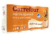 Hartie igienica Carrefour cu parfum de piersica 8 role, 3 straturi