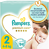 Scutece Pampers Premium Care, Jumbo Pack, nr.2, 4-8kg, 94 bucati