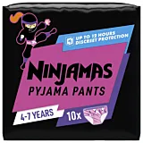 Scutece-chilotel pentru noapte Ninjamas pentru fetite, 4-7 ani, 17-30 kg, 10 buc