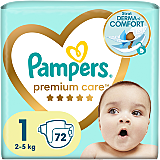 Scutece Pampers Premium Care Marimea 1, 2-5kg, 72 buc