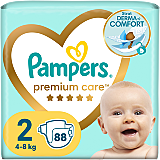 Scutece Pampers Premium Care Jumbo Pack Marimea 2, Nou Nascut 4-8 kg, 88 buc