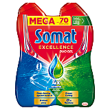 Detergent lichid pentru masina de spalat vase Somat Excellence Gel, 2x630 ml, 70 spalari