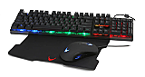 Kit Tastatura iluminata + Mouse cu fir Varr 3200 dpi + Mouse pad 29X21 cm , Negru