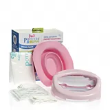 Potette Plus, Pachet Olita portabila, liner, 10 pungi biodegradabile, 700g, 14 luni+, roz+alb