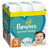 Scutece Pampers Active Baby XXL Box, Marimea 3, 6 -10 kg, 208 buc