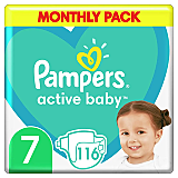 Scutece Pampers Active Baby XXL Box, Marimea 7, 15+ kg, 116 buc