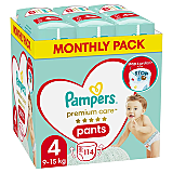 Scutece-chilotel Pampers Premium Care Pants XXL Box Marimea 4, 9-15 kg, 114 buc