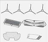 Accesorii pentru aspirator robot Klindo i5, 4 perii exterioare, 1 filtru Hepa, 1 perie tambur, 1 perie de curatat