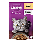 Hrana umeda Whiskas Pure Delight pentru pisici adulte, cu pui in aspic 85 g