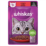 Hrana umeda Whiskas pentru pisici adulte, cu vita in sos 85 g