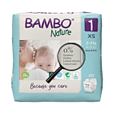 Scutece ecologice pentru bebelusi, Bambo Nature, marimea 1, 2-4 kg, 22 bucati