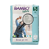 Scutece ecologice pentru bebelusi, Bambo Nature, marimea 5, 12-18 kg, 19 bucati