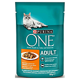 Hrana umeda pentru pisici Purina One Adult, cu pui si fasole verde, mini fileuri in sos, 85 g