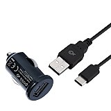 Incarcator auto Poss, USB - Type C, 2.4A, 1 m lungime, Negru