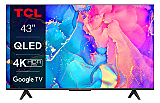 Televizor TCL QLED 43C635, 108 cm, Smart Google TV, 4K Ultra HD, Clasa G, Argintiu
