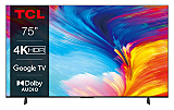 Televizor TCL LED 75P635, 189 cm, Smart Google TV, 4K Ultra HD, Clasa F, Negru