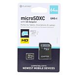 Card memorie Platinet MicroSDXC, 64 GB, clasa 10 + Adaptor