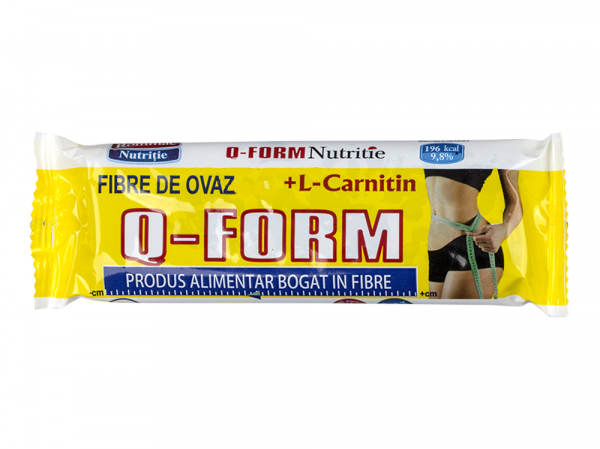 Q-form | Baton cu fibre de ovaz si L-carnitina 60g | trancenet.ro