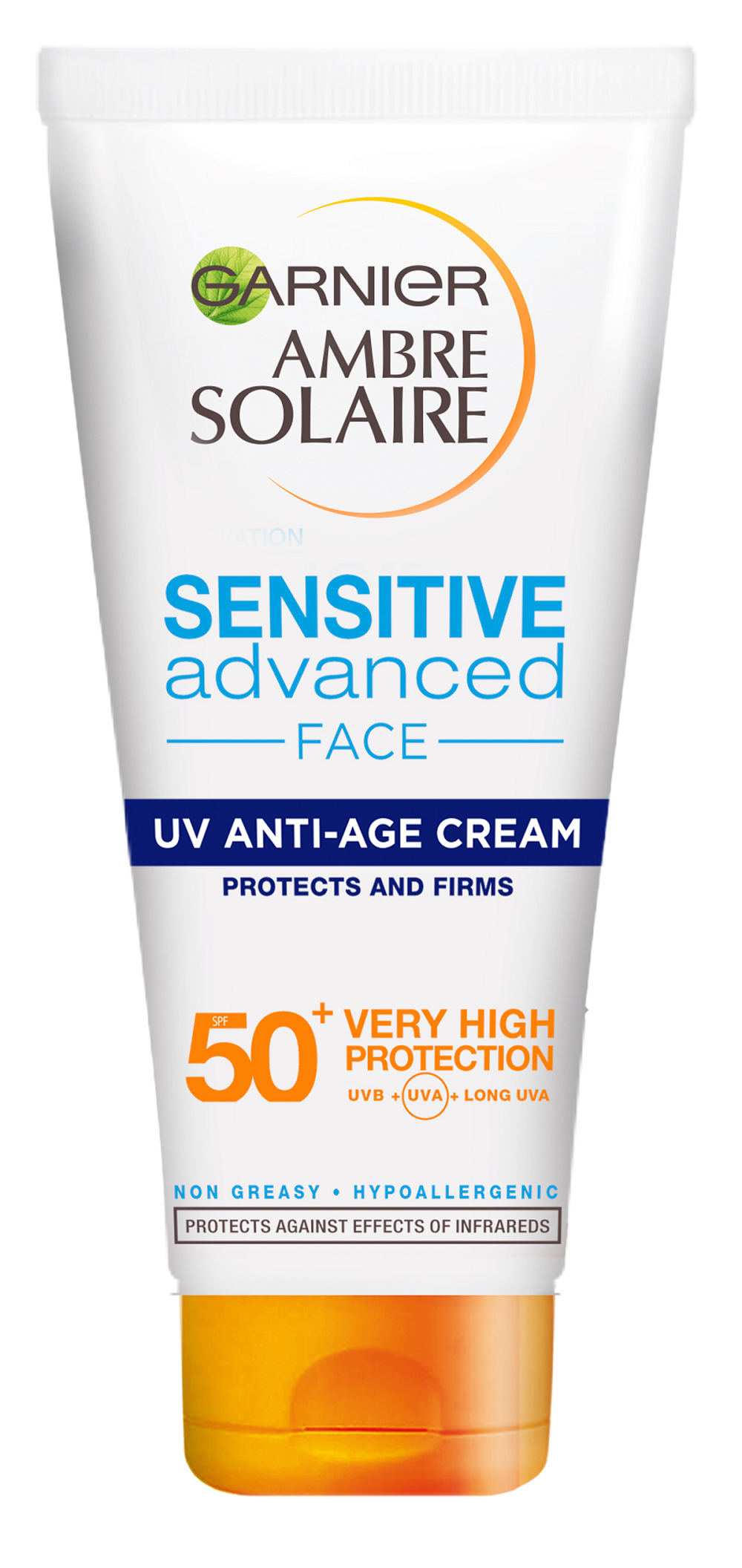 Crema cu protectie solara antirid Garnier Ambre Solaire Sensitive Advanced SPF 50+ 100ml