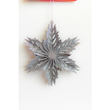 Ornament fulg in relief 15 cm, argintiu