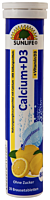 Tablete efervescente cu gust de lamaie, Calciu + Vitamina D3 Sunlife, 80g, 20 bucati