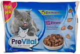 Vital Pack Hrana completa pentru pisici adulte pui si vita PreVital 4x100g
