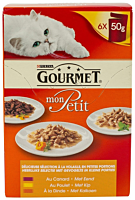 Mix de hrana umeda pisici cu pui Purina Gourmet 6x50G