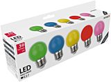 Set 5 becuri LED Avide, G45, E27, 30 lumen, 1 W, Multicolor