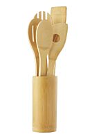 Set 5 spatule cu suport Cyclops, bambus, 30 cm, Bej